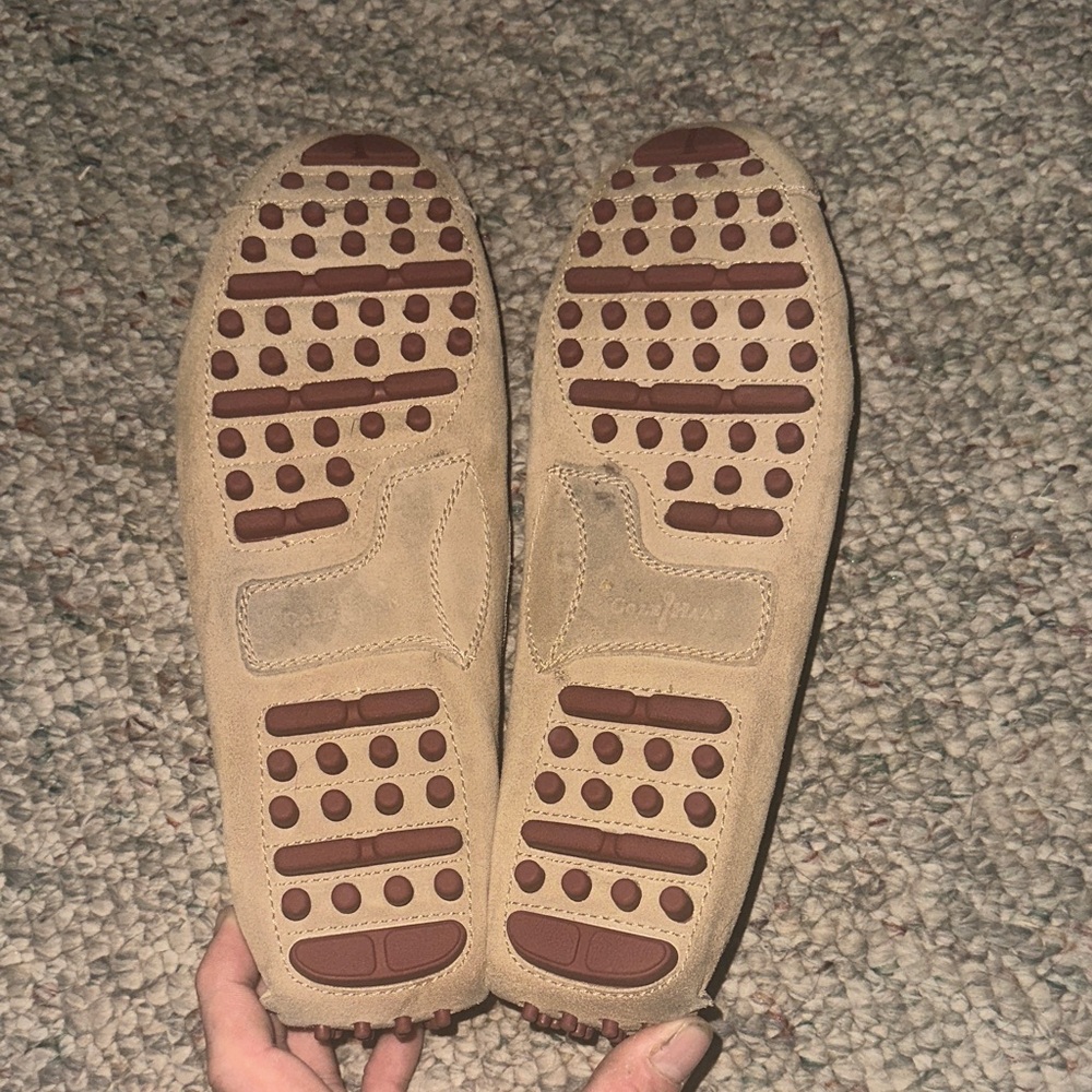 Tan Suede Loafers with Bow Detail - Picture 2 of 2